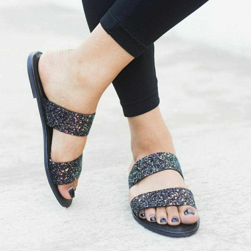 Last Size 7 🖤Glitter Encrusted Open Toe Sandal - Picture 7 of 8